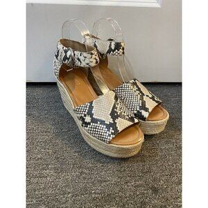 Nine West Adell Espadrille Snake Print Wedge Sandals Size 10